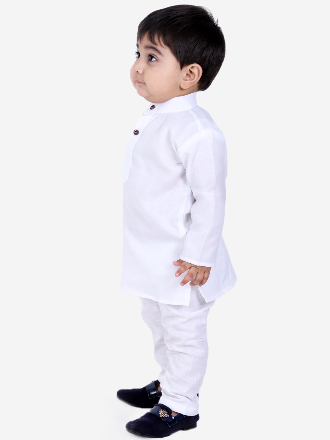 Cotton Kurta Pajama Set for Kids - White | BS22KP22WHA | DesiQlo