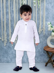 Cotton Kurta Pajama Set for Kids - White | BS22KP22WHA