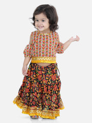 Pure Cotton Lehenga Choli Set for Kids - Black | BS22LC31BKA