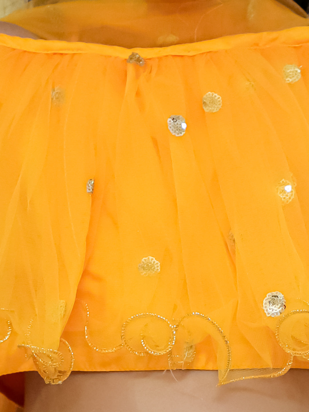 Net Lehenga Choli Set for Kids - Yellow | BS22LC34YWD | DesiQlo