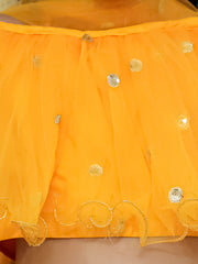 Net Lehenga Choli Set for Kids - Yellow | BS22LC34YWD