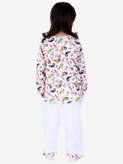 Cotton Night Suit for Kids - White | BS22NS11WHA