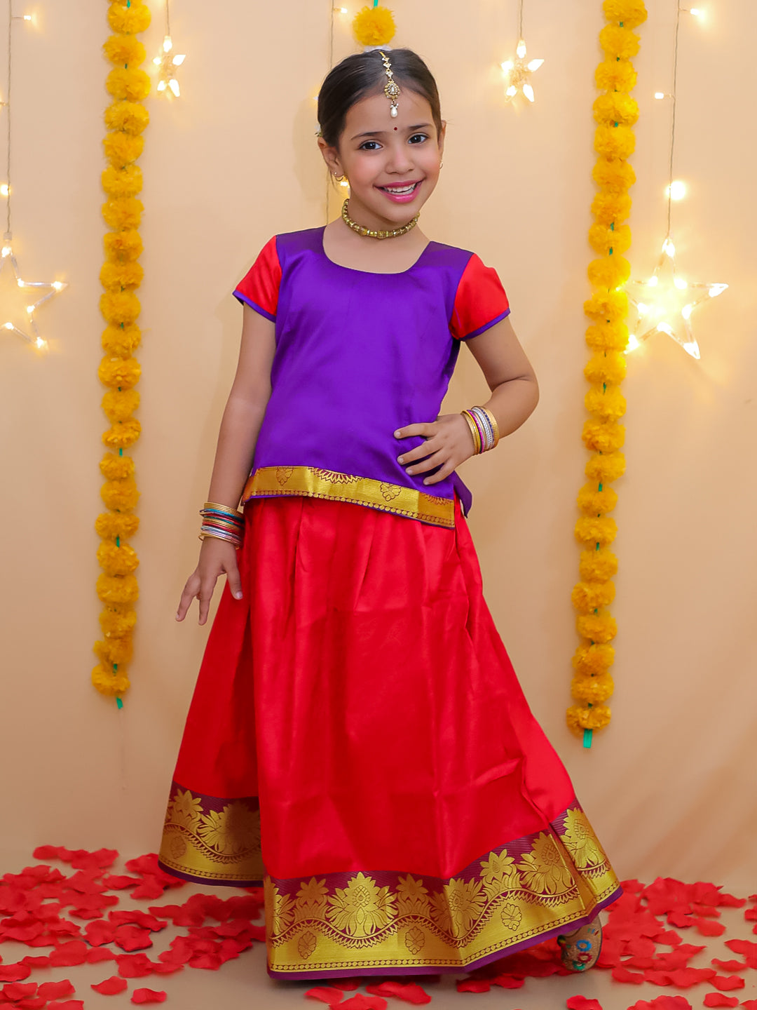 Lehenga Choli Set for Girls - Purple | BS22SI09PRB | DesiQlo