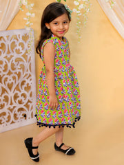 Pure Cotton Dress for Girls - Green | BS23DR50GRB