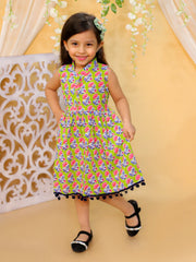 Pure Cotton Dress for Girls - Green | BS23DR50GRB