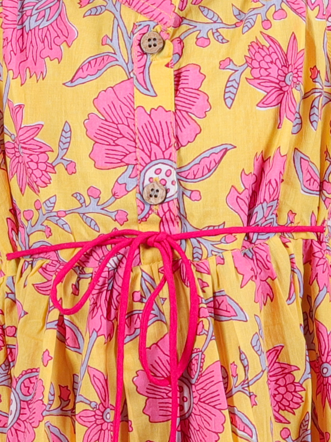Pure Cotton Dress for Girls - Yellow | BS23DR50YWB | DesiQlo