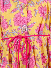 Pure Cotton Dress for Girls - Yellow | BS23DR50YWB