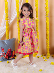 Pure Cotton Dress for Girls - Yellow | BS23DR50YWB