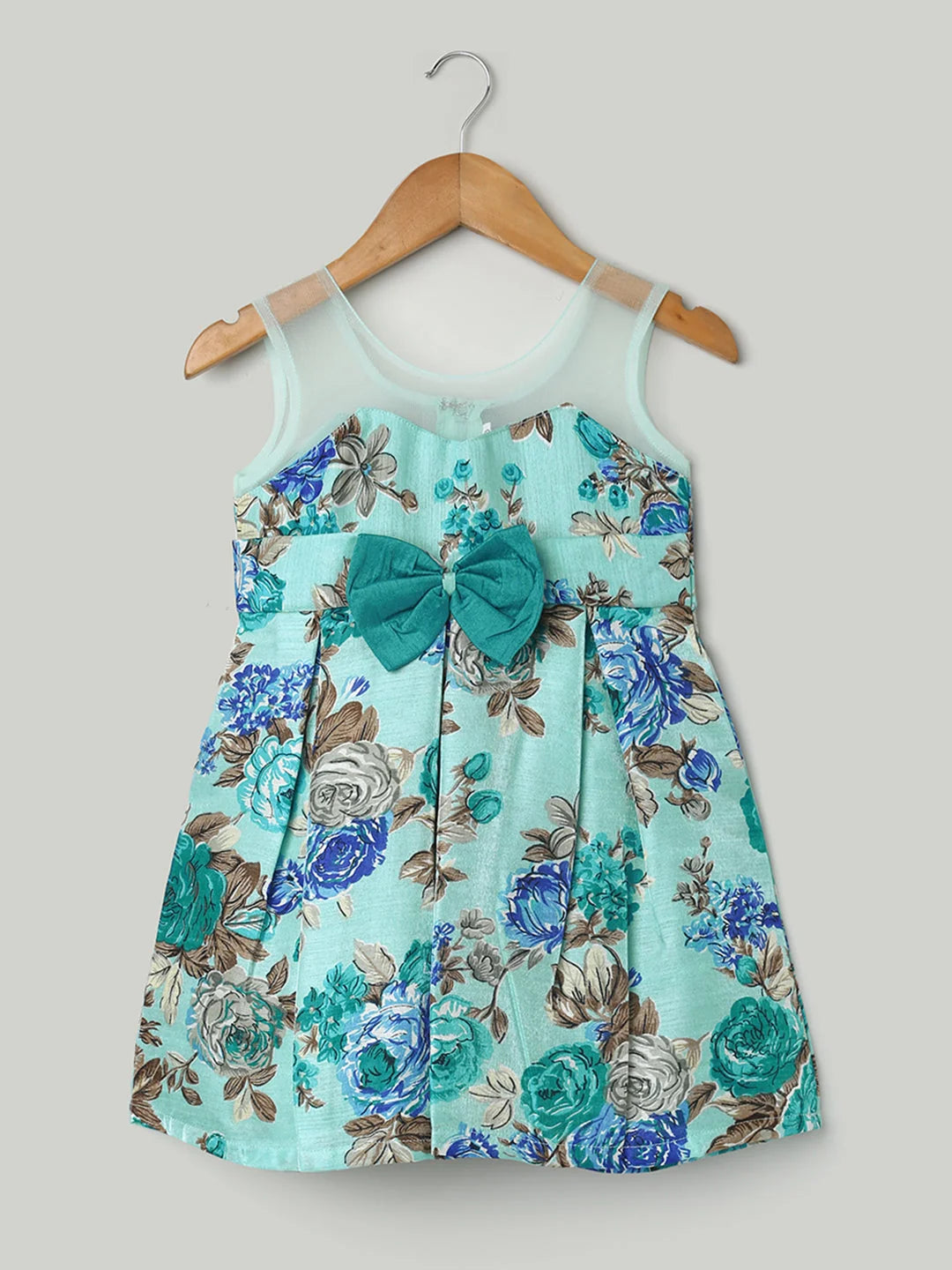 Blue Floral Print Party Frock - Stylish Girls Kids Dresses Online