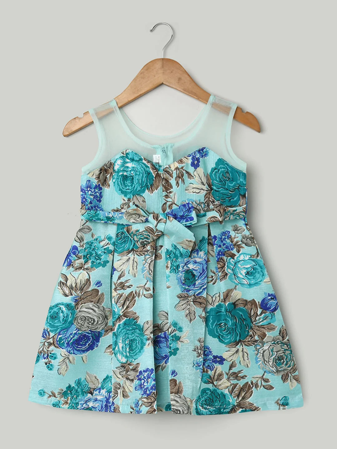 Blue Floral Print Party Frock - Stylish Girls Kids Dresses Online