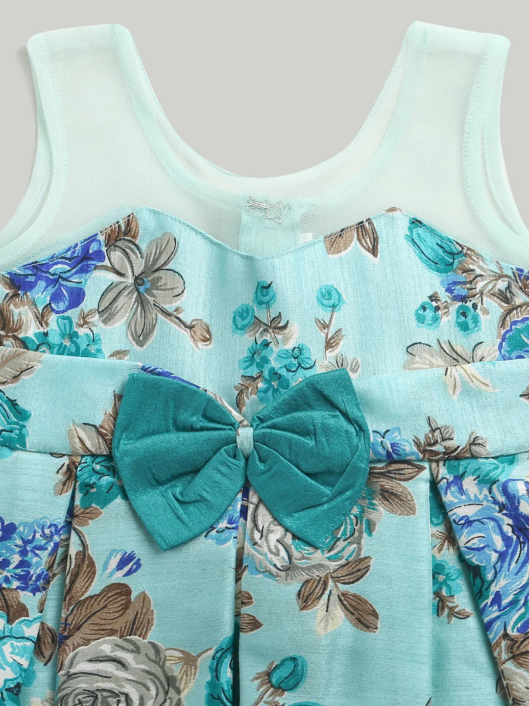 Blue Floral Print Party Frock - Stylish Girls Kids Dresses Online