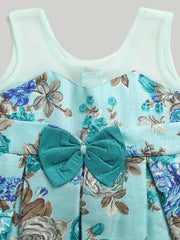 Floral Print Party Frock for Girls- Blue-BS23DR57BLB