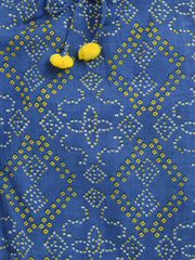 Pure Cotton Jhabla Frock for Girls- Blue-BS23IN27INB