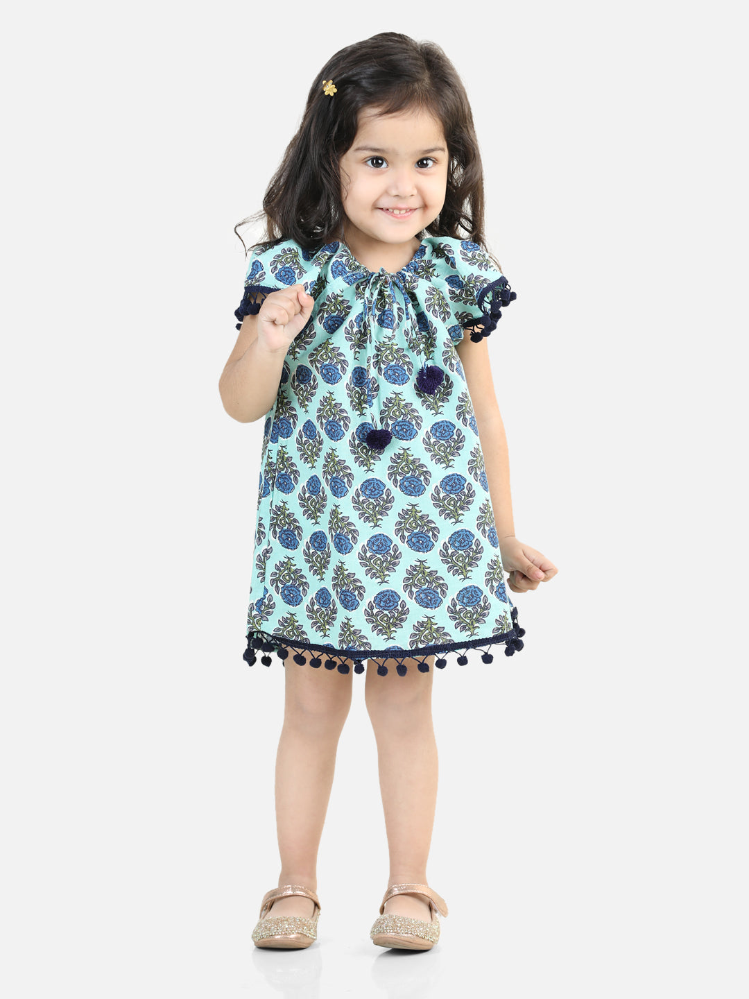 Cotton Dress for Girls - Blue | BS23IN27LBA | DesiQlo