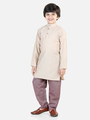 Cotton Blend Kurta Pajama Set for Kids - Beige | BS23KP39MRA