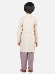 Cotton Blend Kurta Pajama Set for Kids - Beige | BS23KP39MRA