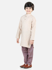 Cotton Blend Kurta Pajama Set for Kids - Beige | BS23KP39MRA