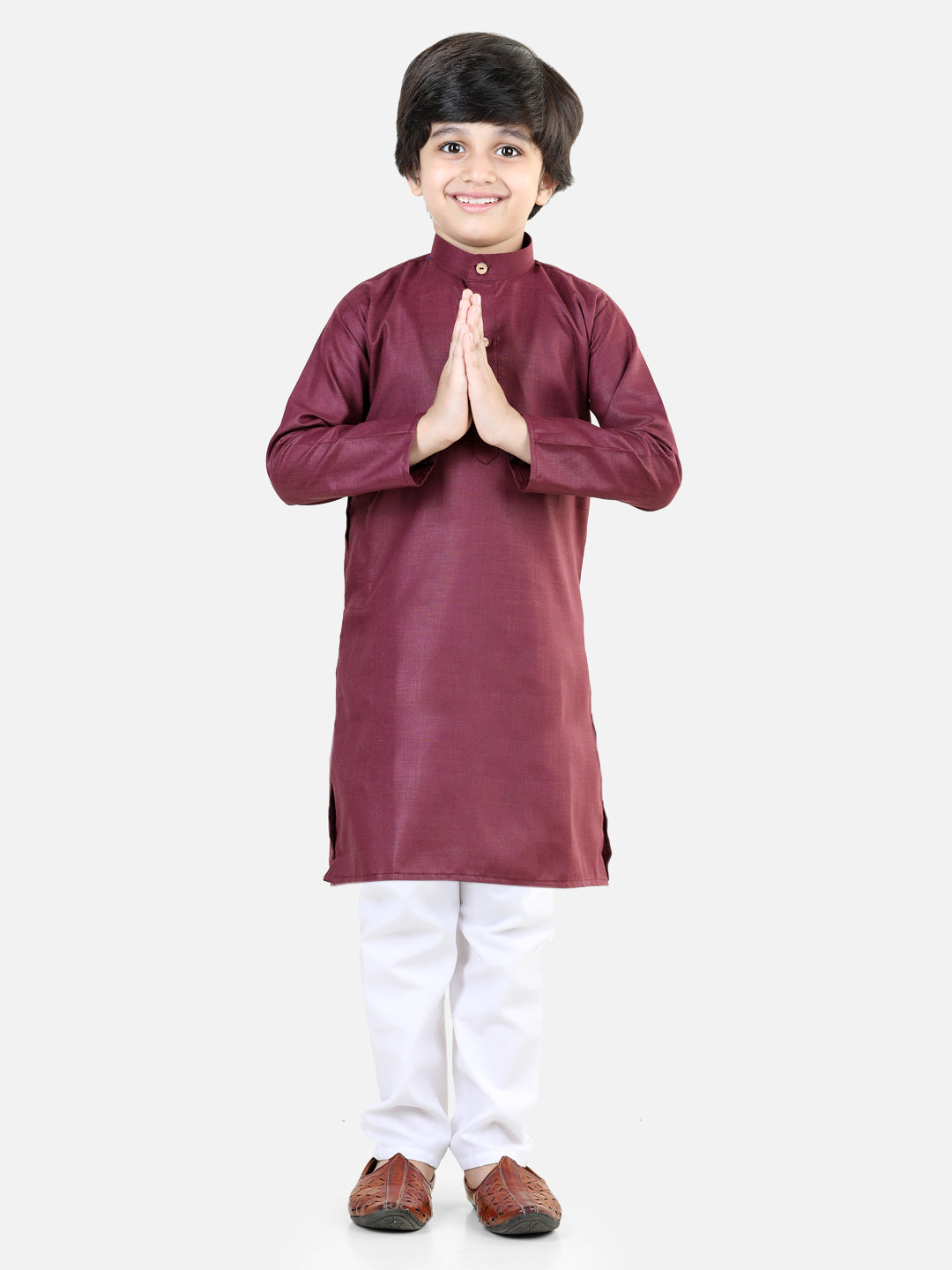 Cotton Kurta Pajama Set for Boys - Maroon | BS23KP43PRA | DesiQlo