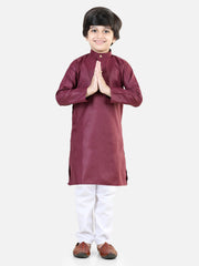 Cotton Kurta Pajama Set for Boys - Maroon | BS23KP43PRA