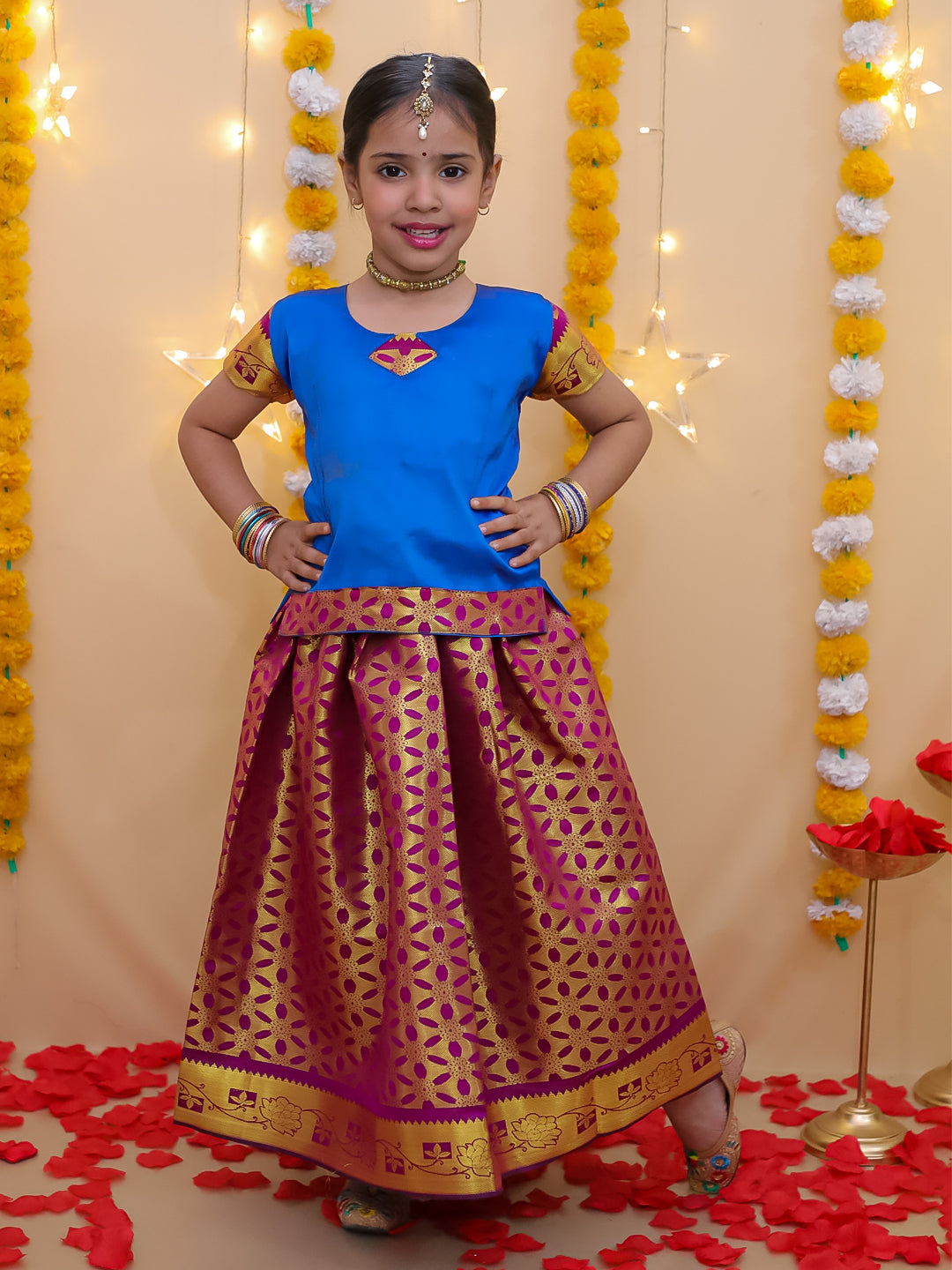 Lehenga Choli Set for Girls - Green | BS23SI15GRB | DesiQlo