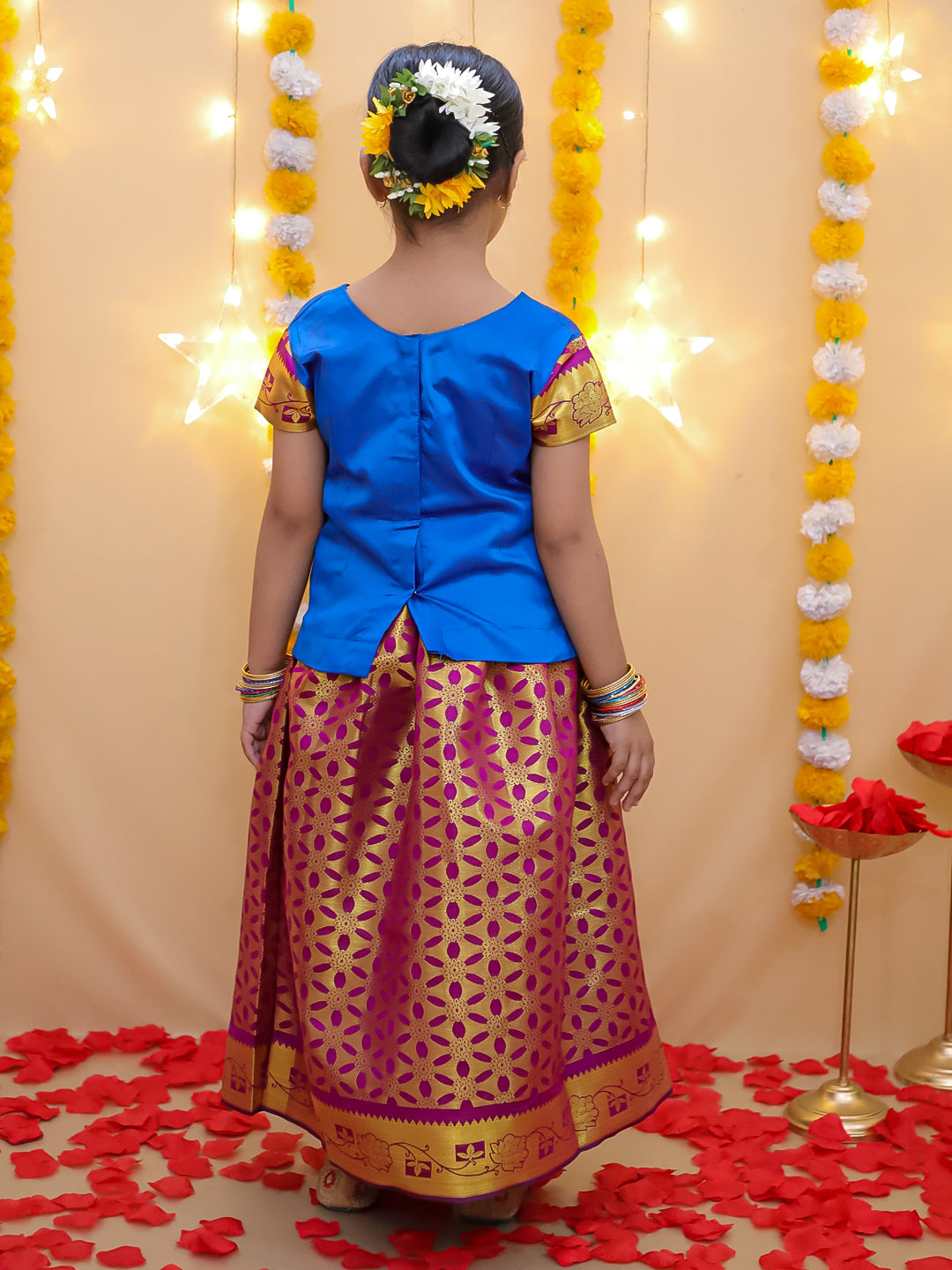 Lehenga Choli Set for Girls - Blue | BS23SI15BLB | DesiQlo