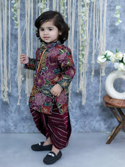 Cotton Blend Dhoti Kurta Set for Boys - Purple | BS24DK59PRA