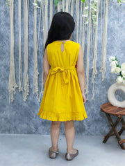 Pure Cotton Dress for Girls - Yellow | BS24DR62YWA