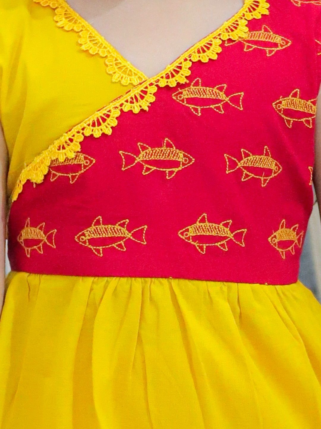 Pure Cotton Dress for Girls - Yellow | BS24DR62YWA | DesiQlo