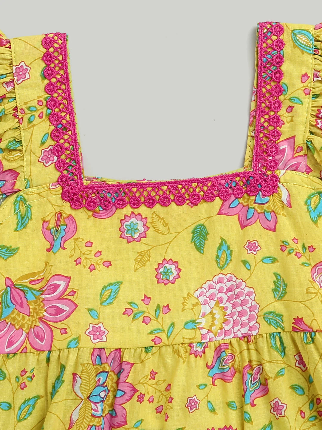 Yellow Printed Cotton Summer Frock - Girls Dresses & Kids Clot...