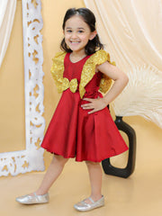 Taffeta Silk Dress for Girls - Maroon | BS24DR66RDA