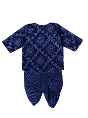 Pure Cotton Dhoti Kurta Set for Boys - Blue | BS24IN66BLA