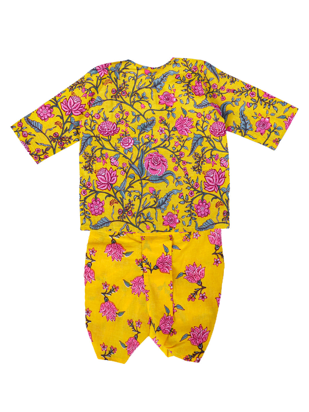 Pure Cotton Dhoti Kurta Set for Boys - Yellow | BS24IN66YWA | DesiQlo