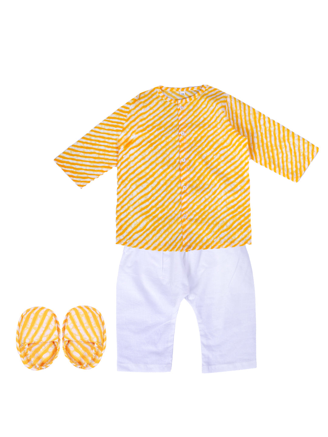 Pure Cotton Kurta Pajama Set for Boys - Yellow | BS24IN68YWA | DesiQlo