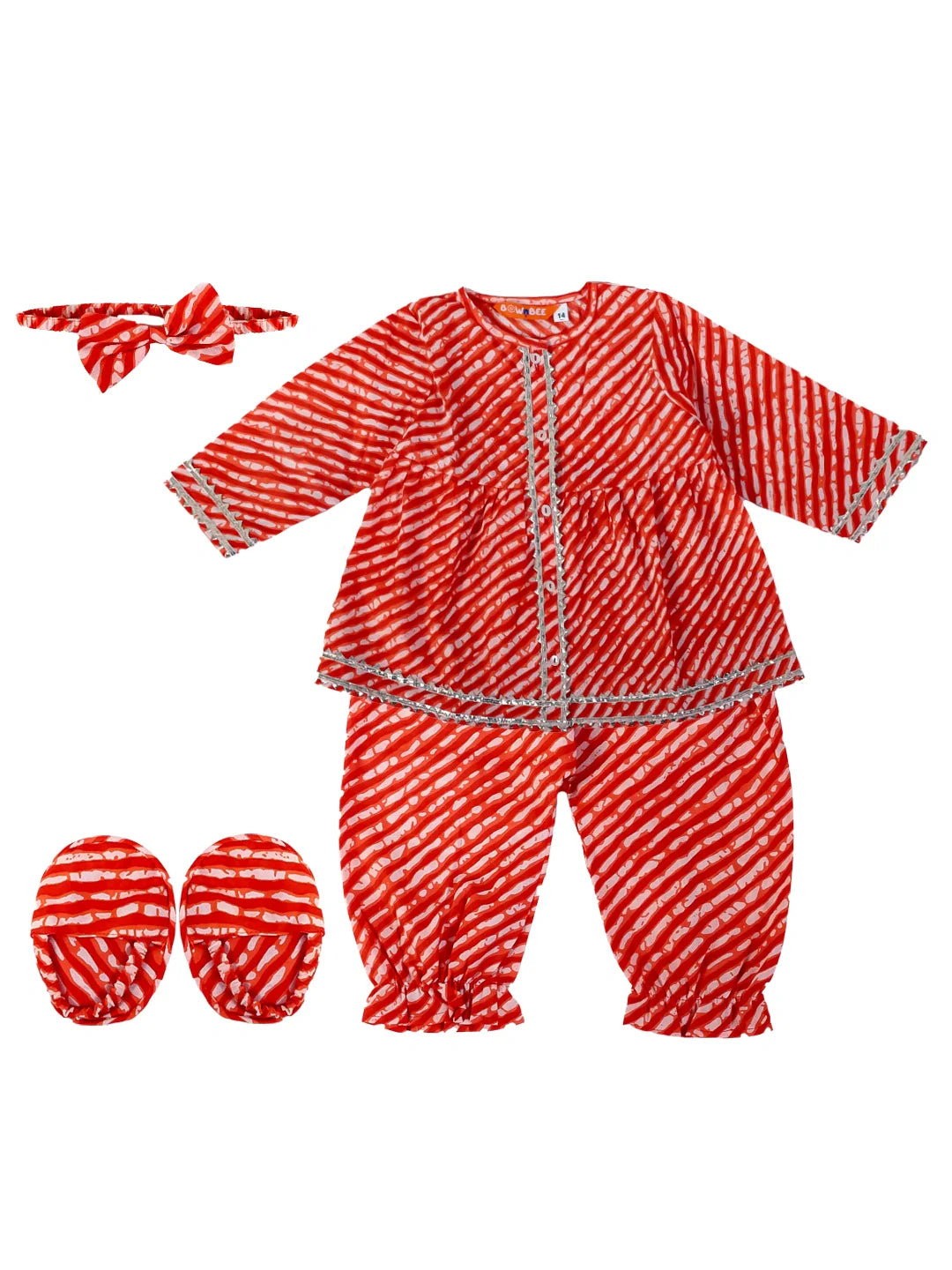 Pure Cotton Ethnic Clothing Set for Girls - Orange | BS24IN72ORA | DesiQlo