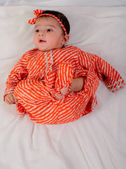 Pure Cotton Ethnic Clothing Set for Girls - Orange | BS24IN72ORA
