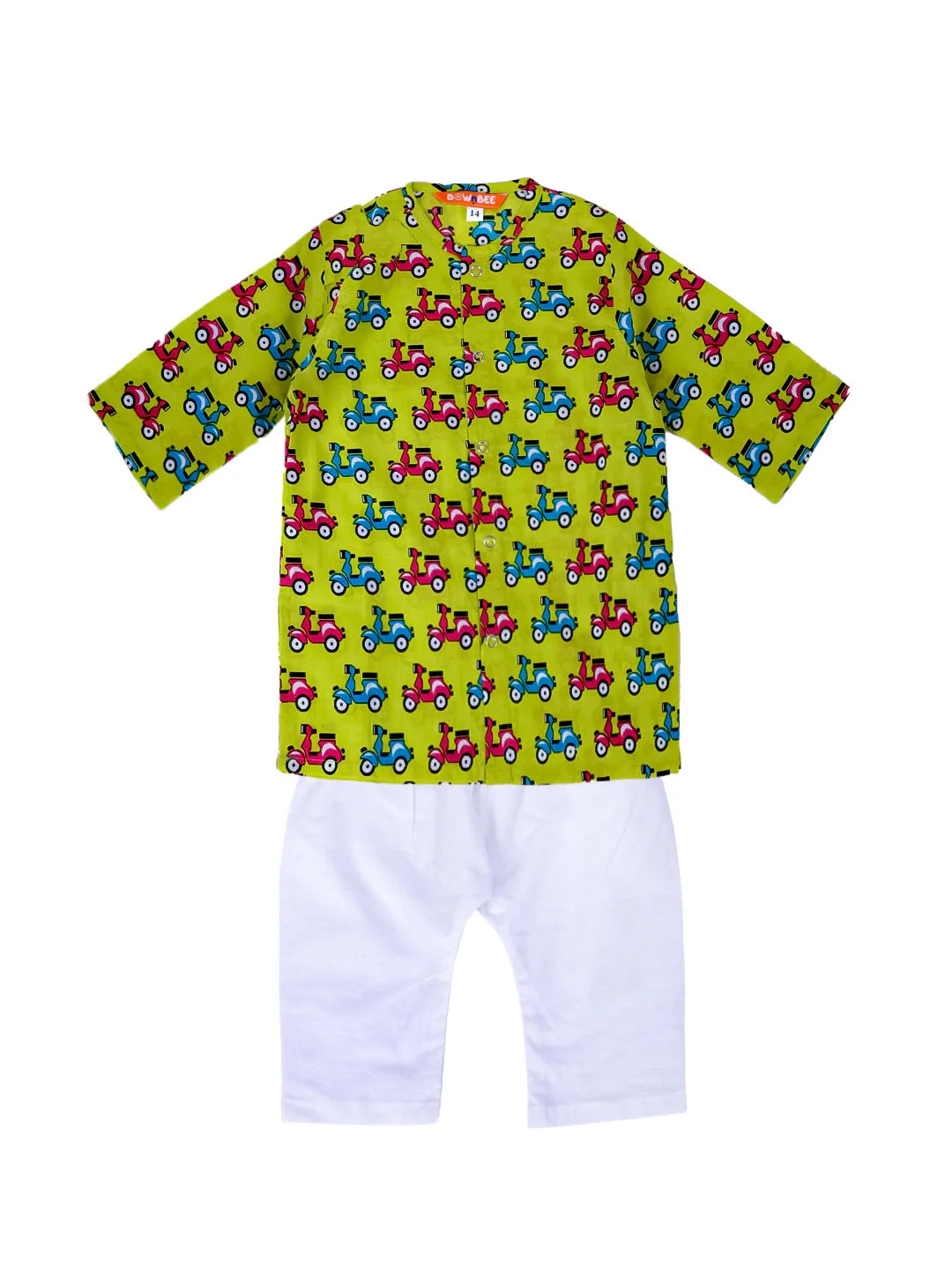 Pure Cotton Kurta Pajama Set for Boys - Green | BS24IN76GRA | DesiQlo