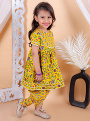 Pure Cotton Ethnic Suit Set for Girls - Yellow | BS24IW48YWA