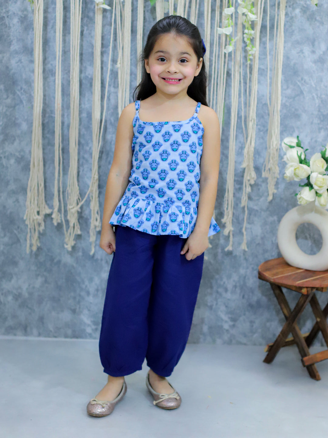 Pure Cotton Ethnic Clothing Set for Girls - Blue | BS24IW50BLA | DesiQlo