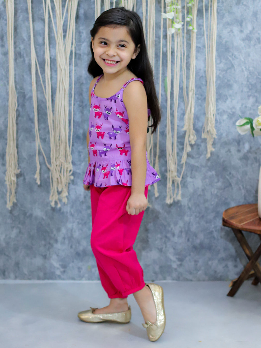 Pure Cotton Ethnic Clothing Set for Girls - Purple | BS24IW50PRA | DesiQlo