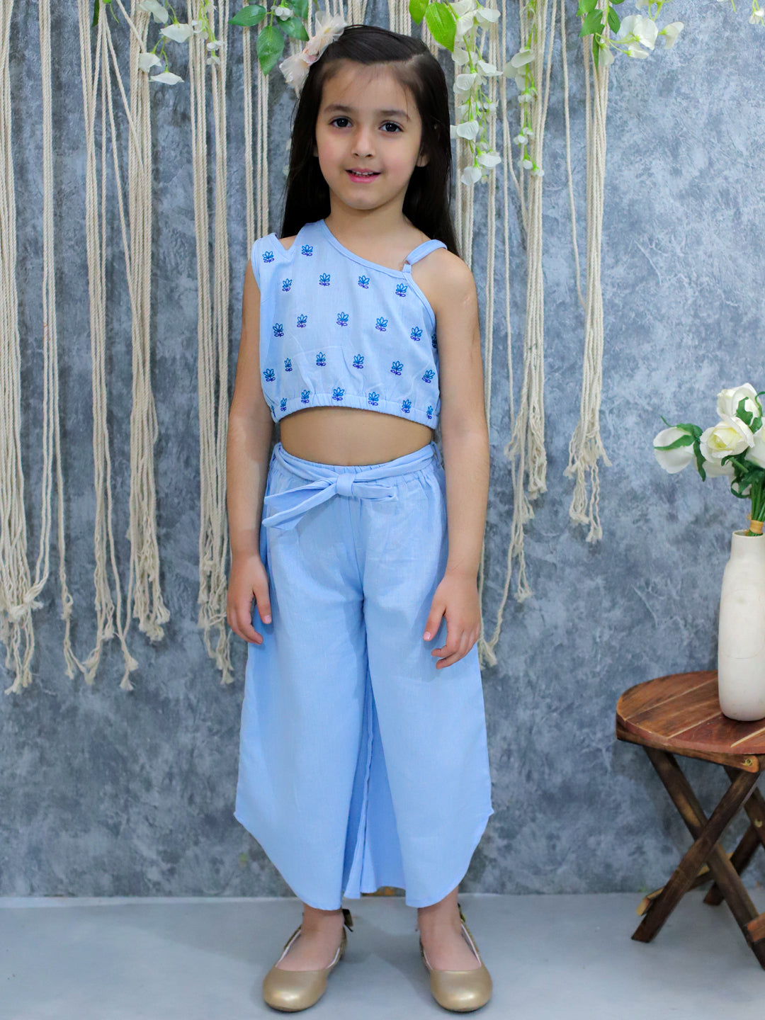 Pure Cotton Ethnic Clothing Set for Girls - Blue | BS24IW52BLA