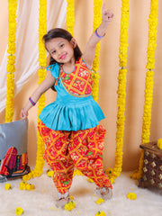 Silk Blend Ethnic Suit Set for Kids - Blue | BS24IW54BLA