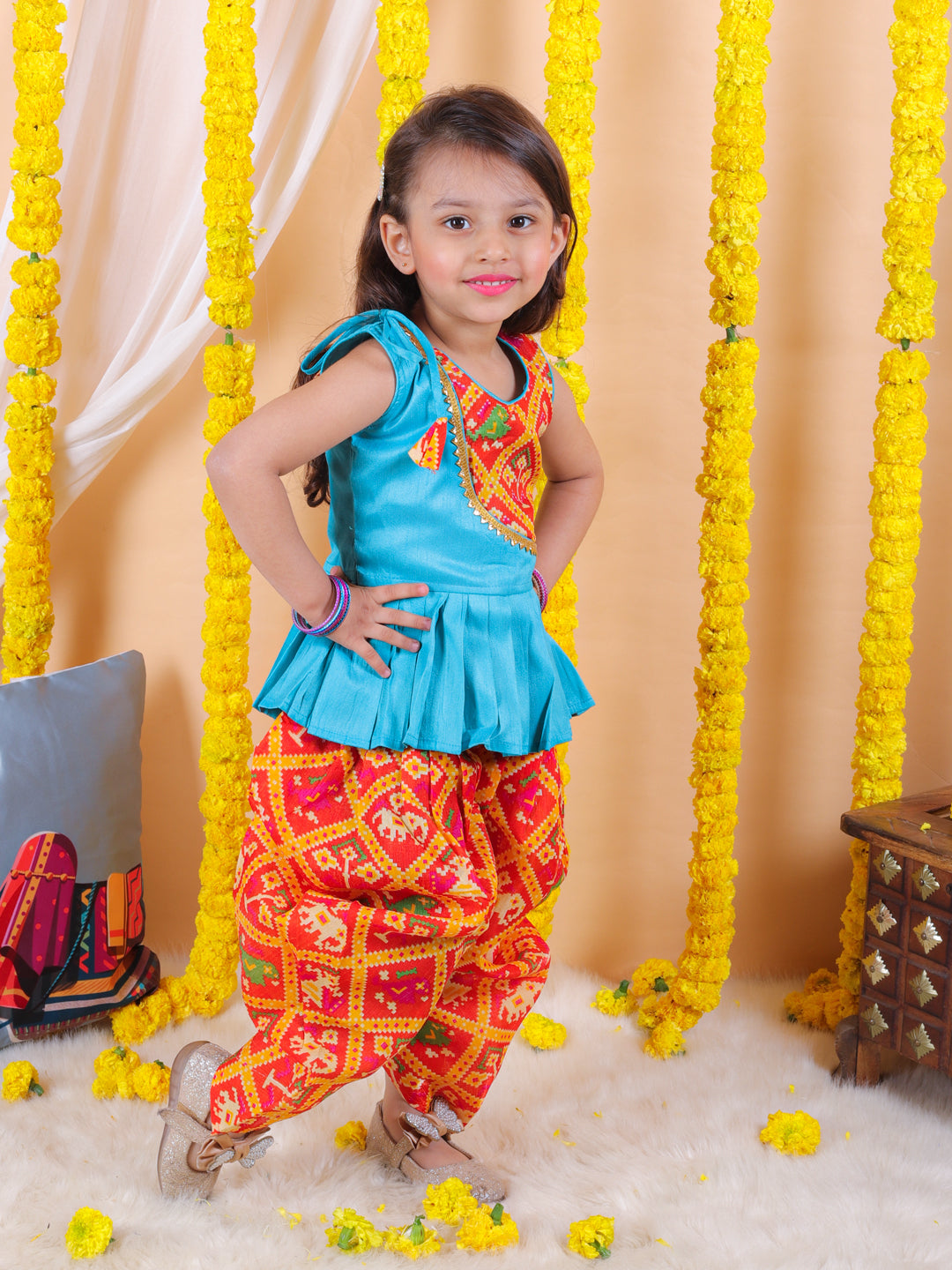 Silk Blend Ethnic Suit Set for Kids - Blue | BS24IW54BLA | DesiQlo
