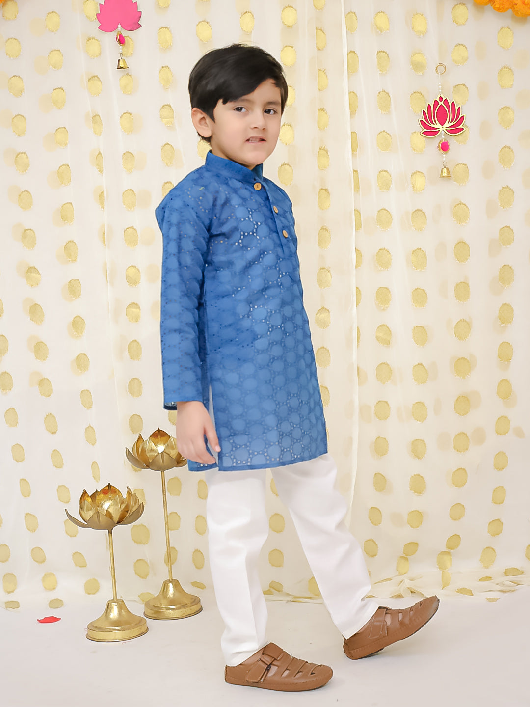 Cotton Kurta Pajama Set for Boys - Sky Blue | BS24KP65BLC | DesiQlo