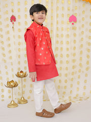Cotton Kurta Pajama Set for Boys - Yellow | BS24KP67RDC