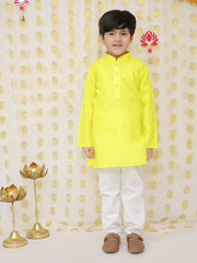 Cotton Kurta Pajama Set for Boys - Yellow | BS24KP67YWC