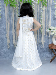 Chanderi silk Lehenga Choli Set for Girls - White | BS24LC70WHA