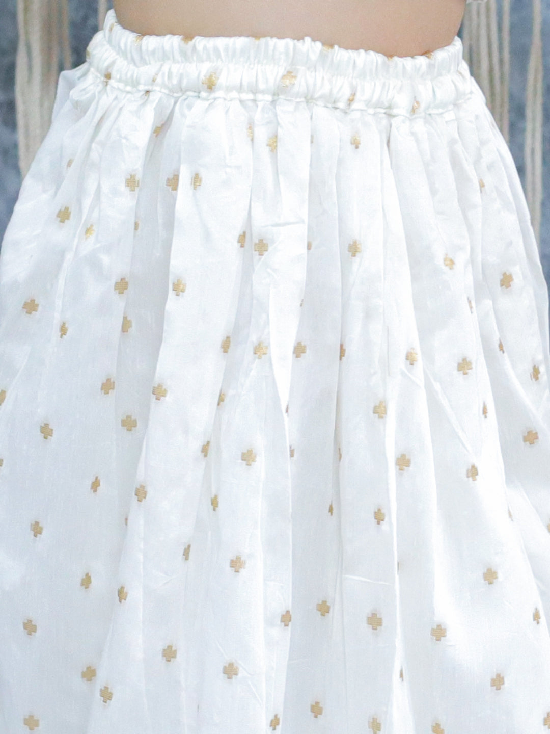 Chanderi silk Lehenga Choli Set for Girls - White | BS24LC70WHA | DesiQlo