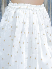 Chanderi silk Lehenga Choli Set for Girls - White | BS24LC70WHA