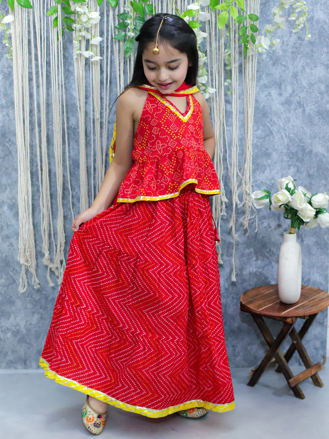Lehenga Choli Set for Kids - Red | BS24LC73RDB | DesiQlo