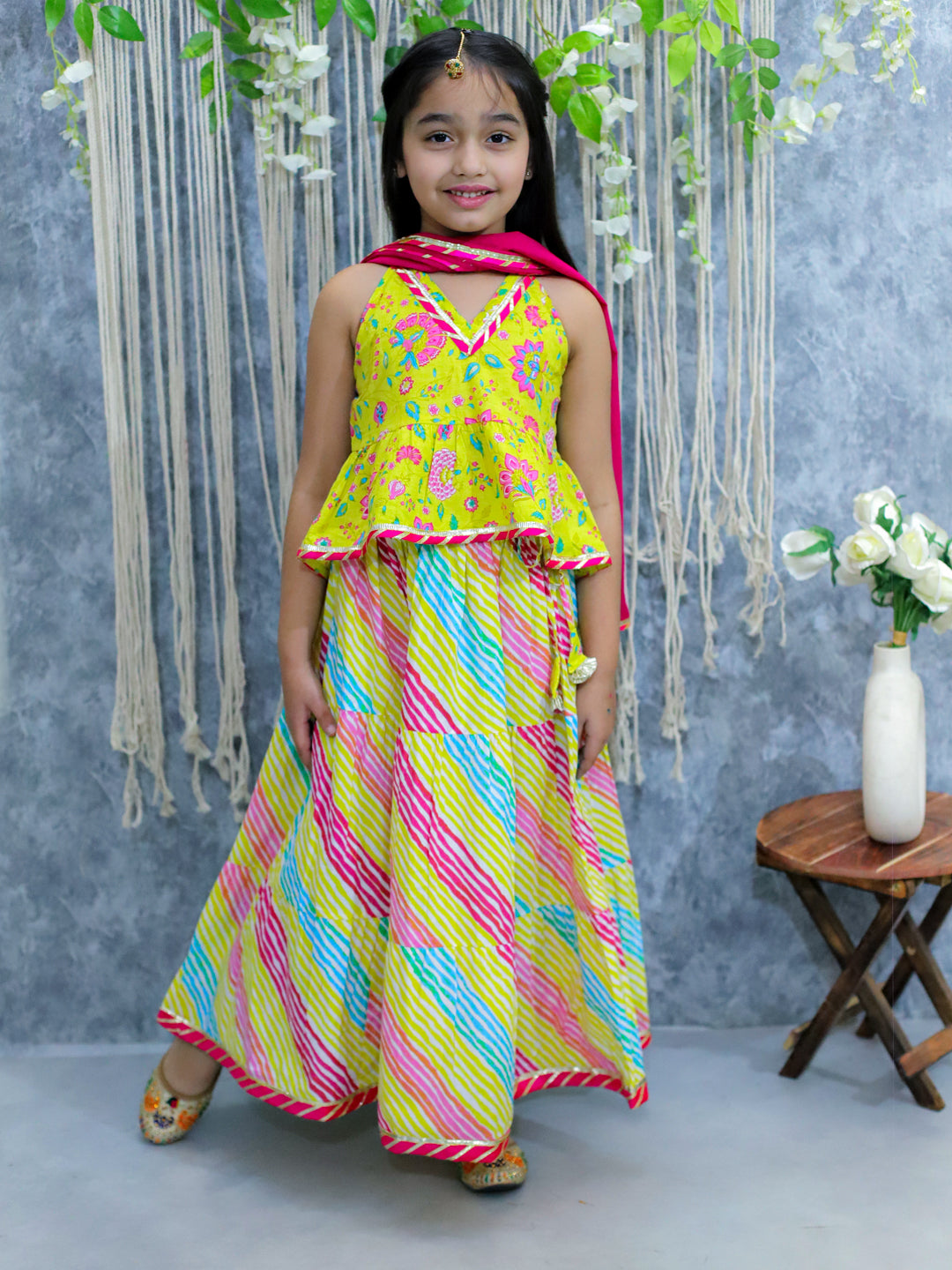 Lehenga Choli Set for Kids - Yellow | BS24LC73YWB | DesiQlo